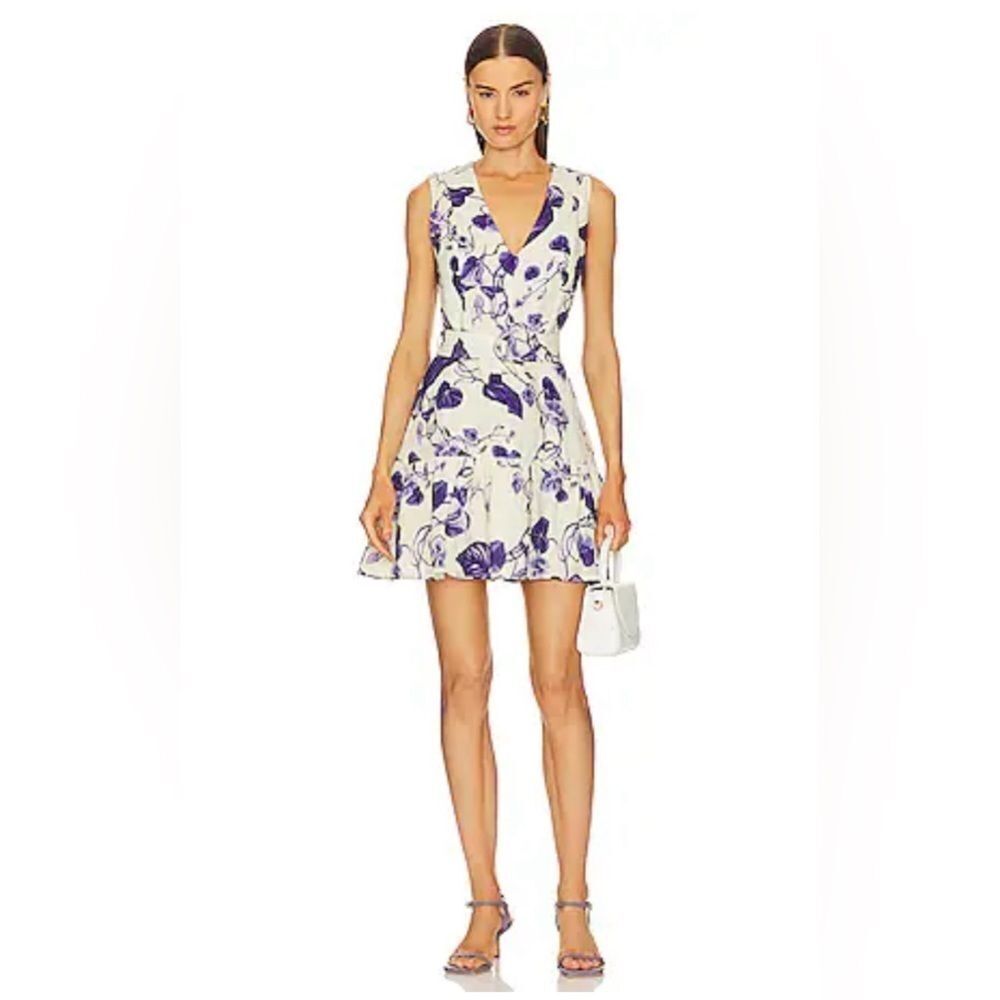 Greylin by Anthropologie Stunning Blue Viola Print Mini Dress in White